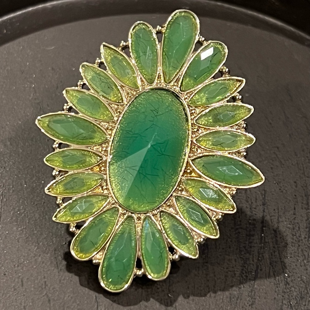 Oversized Green and Gold Statement Jewel Ring
